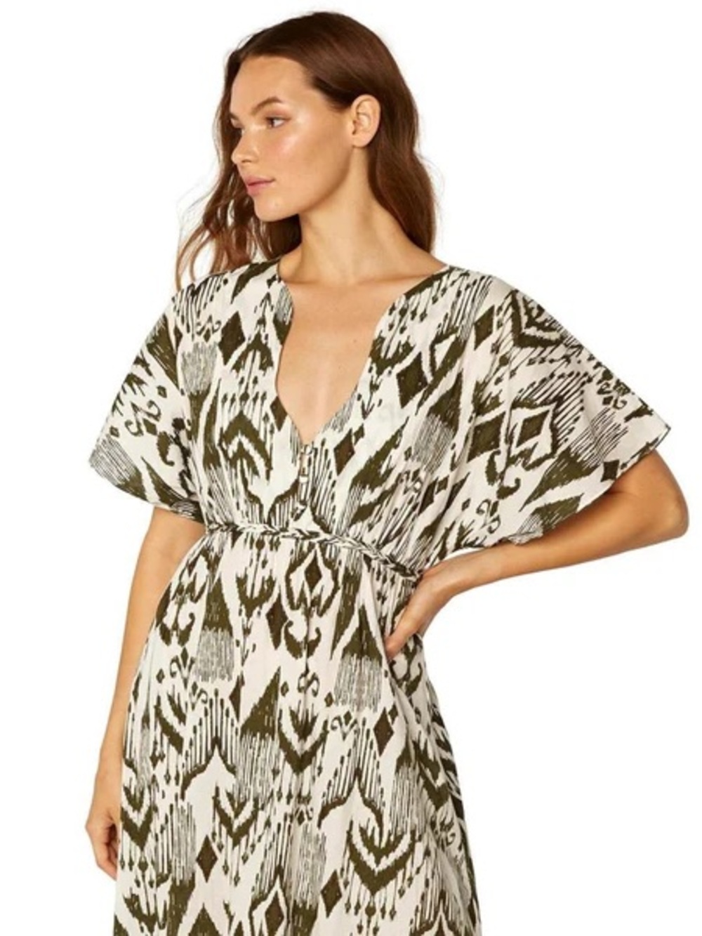 Maxi Dress in Olive & White
